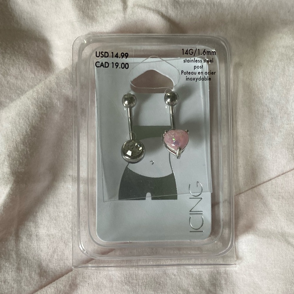 NWT Icing Heart/Gem Belly Button Piercings